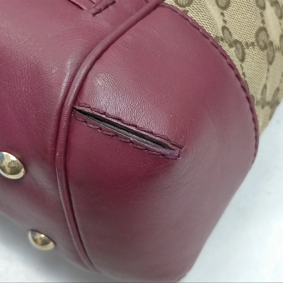 Vintage Gucci Beige and Burgundy Shoulder Bag - Picture 6 of 9